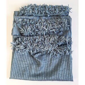 JCPenney Home Collection Curtain Panel Set of 3 Blue Ruffled Crepe Polyester